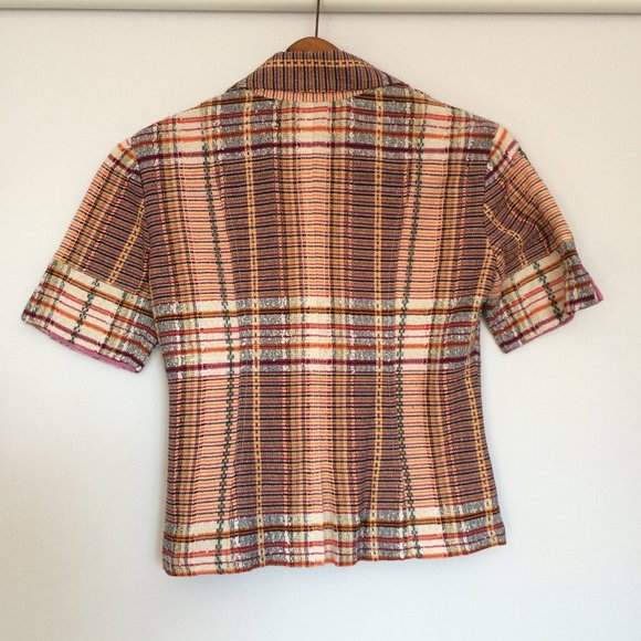 Robert Graham Womens Jacket Blazer Size 2 Plaid Short Sleeve Rayon Nylon - Picture 2 of 8